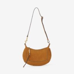 Isabel Marant Oskan Moon cognac suede bag with its full crossbody strap - designer crossbody bags