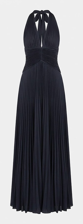 A.L.C. Sabine Evening Blue pleated halter gown