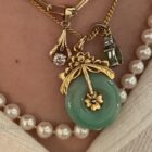 Charm necklaces and cuff bracelets - my jade pendant, gold charm necklaces and layered pearls