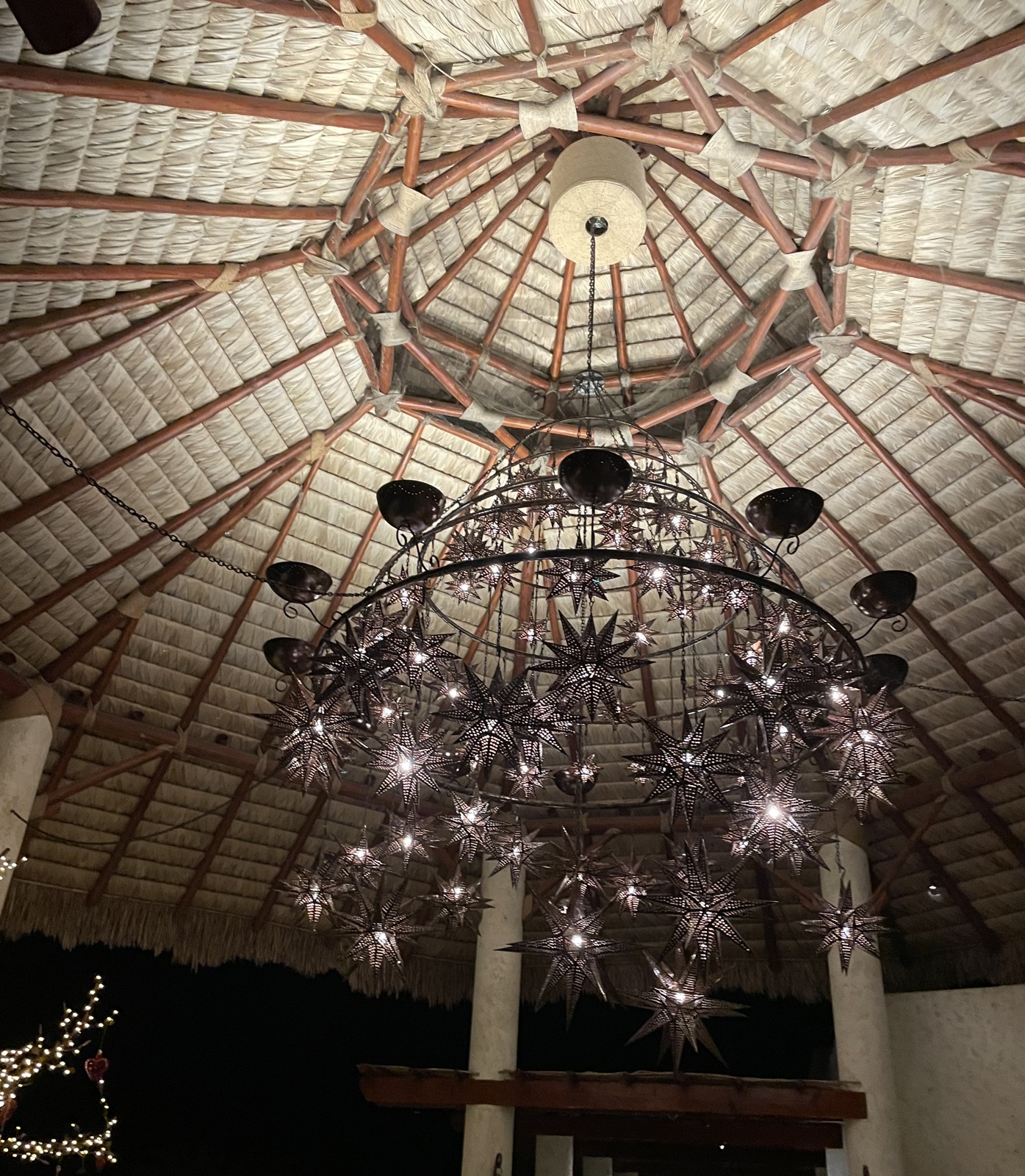 cabo star chandelier palapa roof