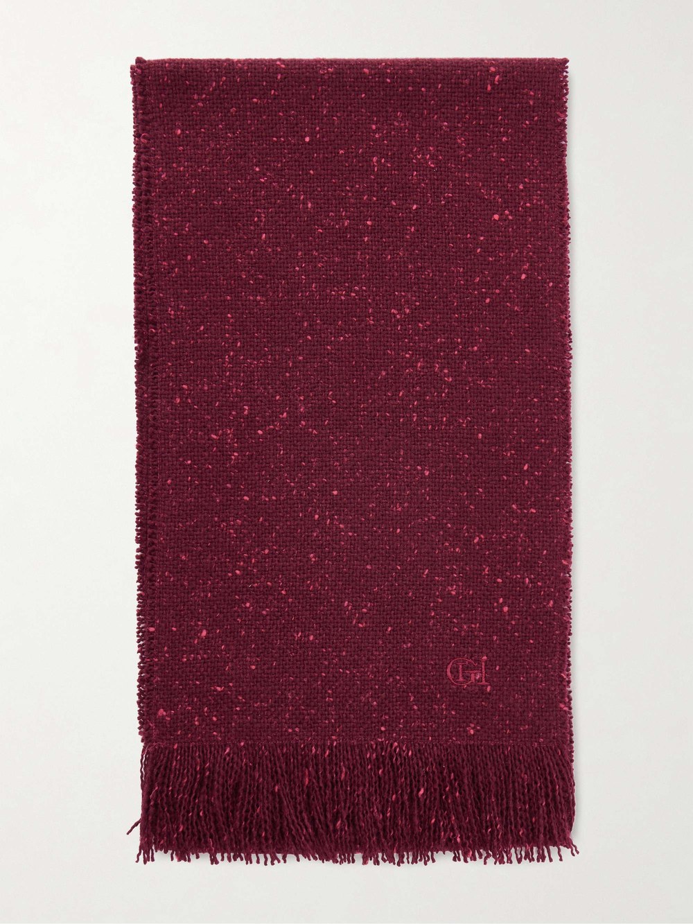 Gabriela Hearst Illumina burgundy fringed wool and cashmere scarf