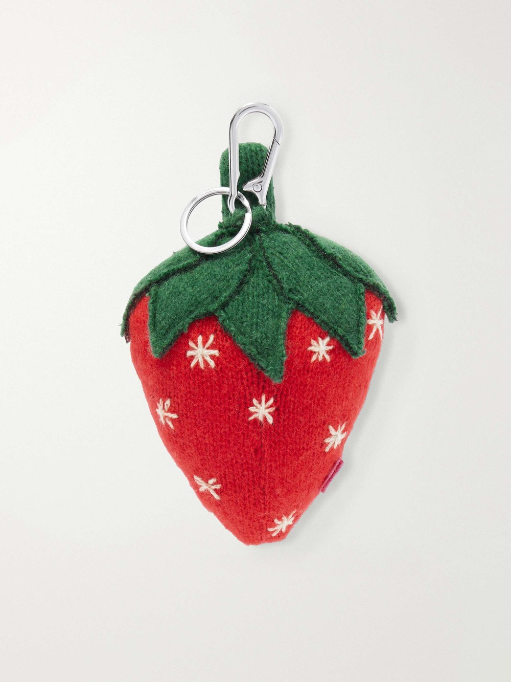 The Elder Statesman strawberry crocheted cashmere keychain