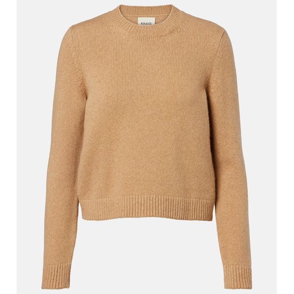 Khaite Leta Beige Cashmere Crewneck Sweater