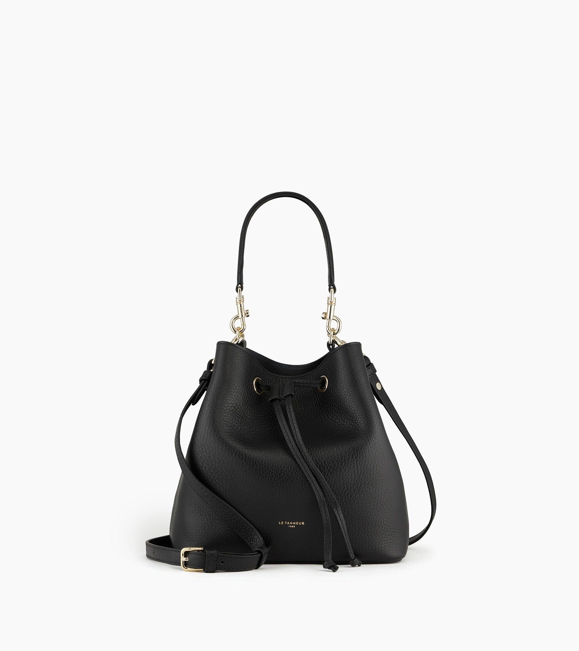 Le Tanneur Louise Bucket Bag in Black and Blue - designer crossbody bags