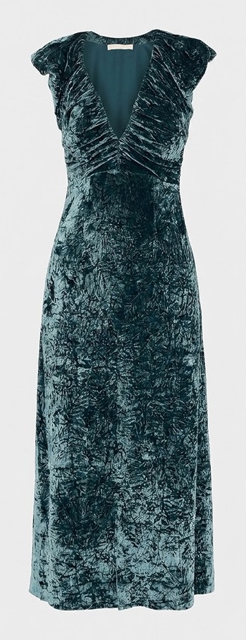 Ulla Johnson Astra Jadeite crushed-velvet midi dress