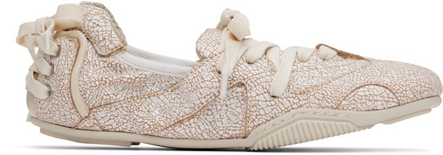 Acne Studios off-white cracked-leather sneakers