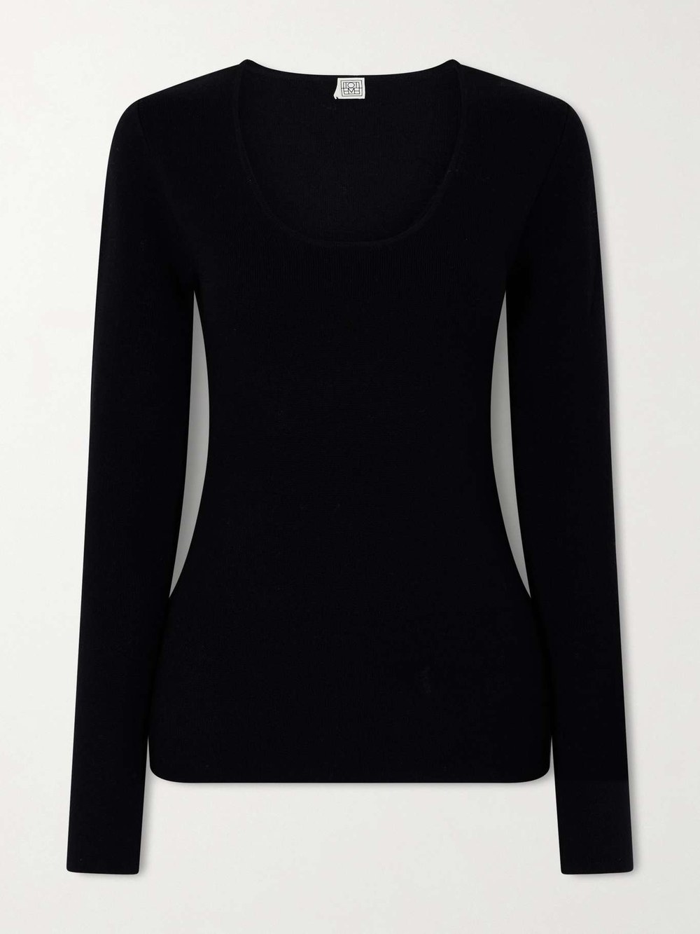 Toteme black scoop-neck wool-blend top