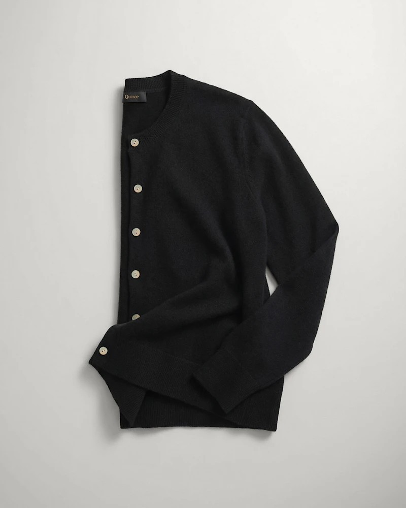 Quince black Mongolian cashmere cardigan