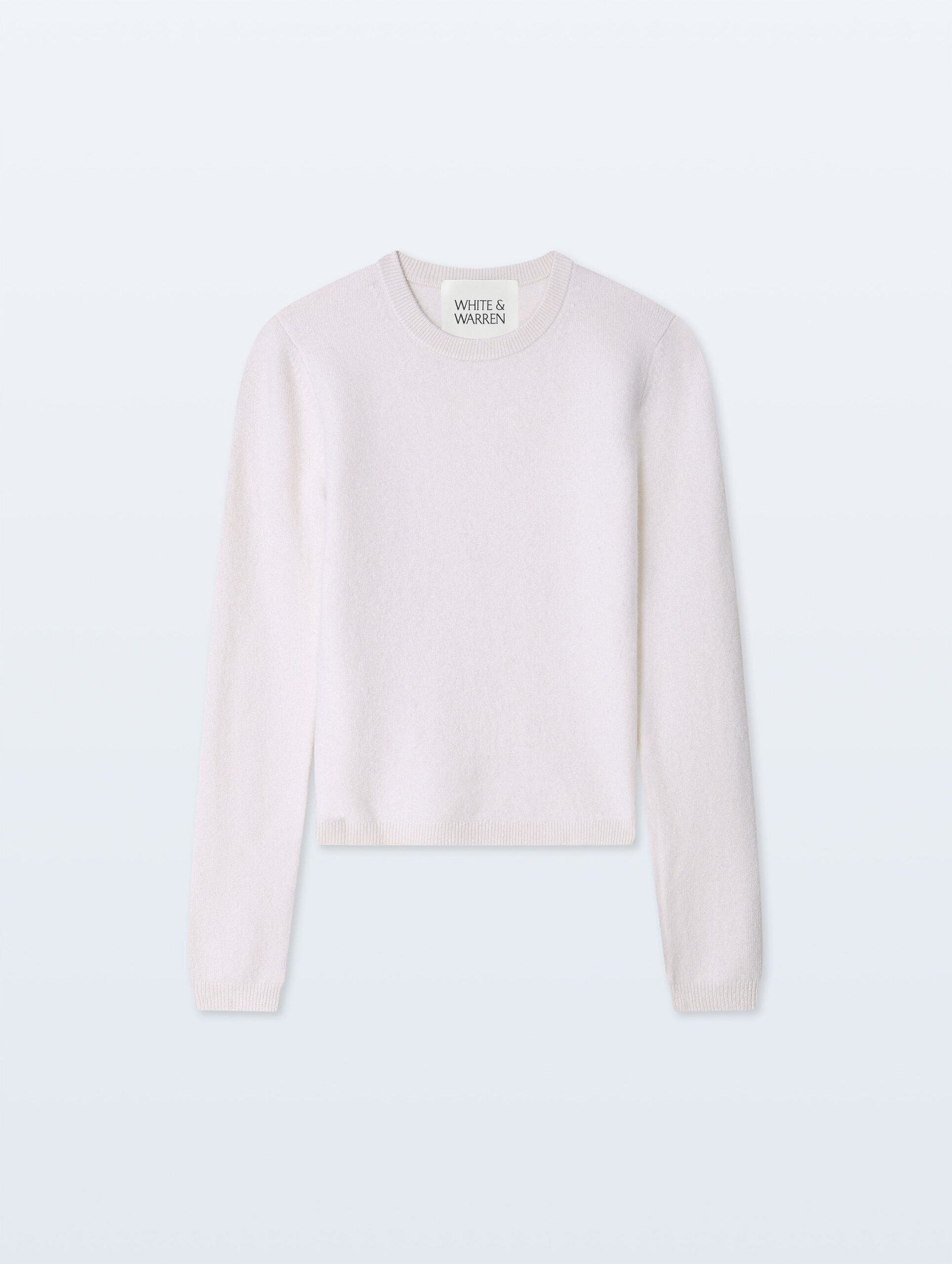 White + Warren Cashmere Slim Stretch Crewneck in Soft White - Kaitlyn Meade outfits