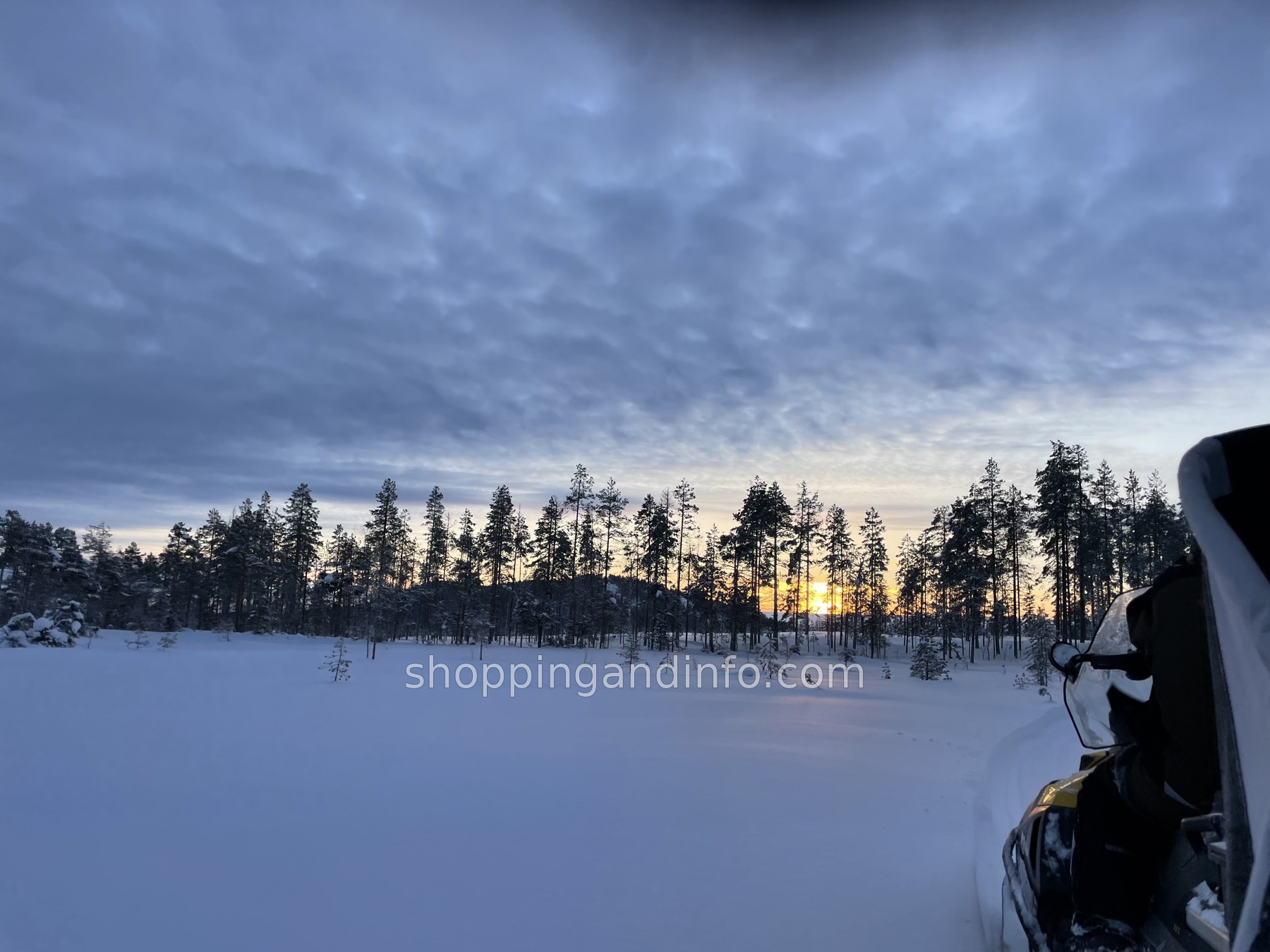 Snowmobile outing in the snow in Swedish Lapland