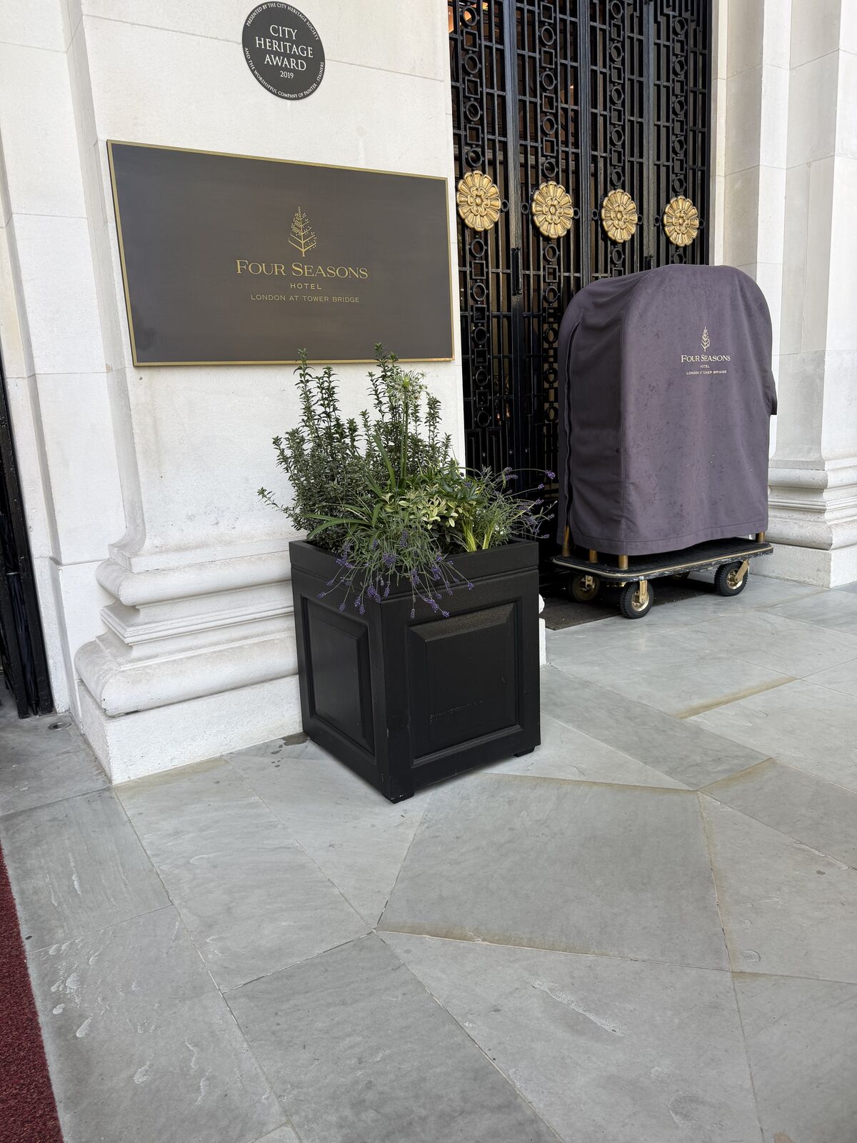 Four Seasons Hotel London at Tower Bridge sign