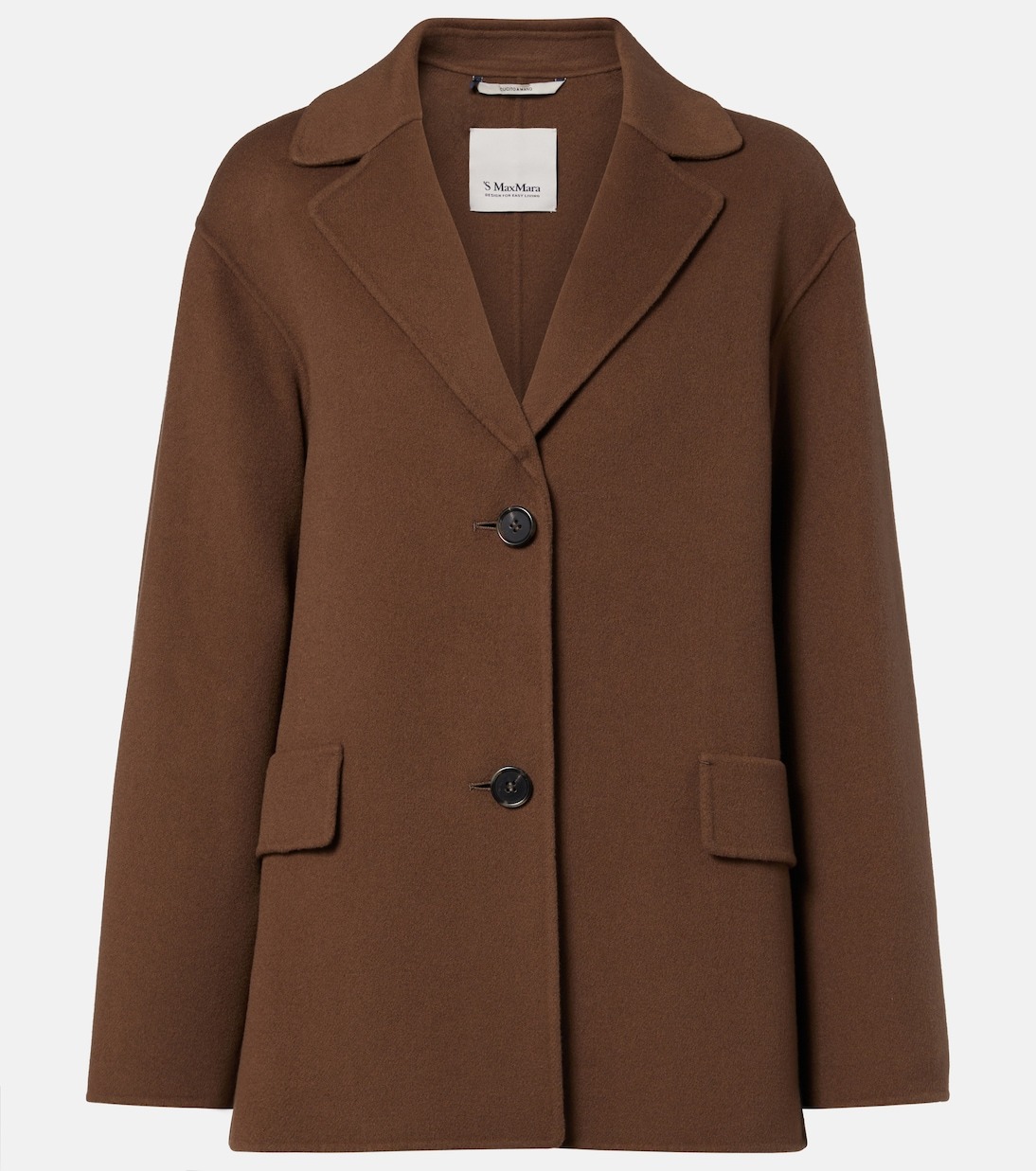 Brown Wool Coat with Notched Lapels