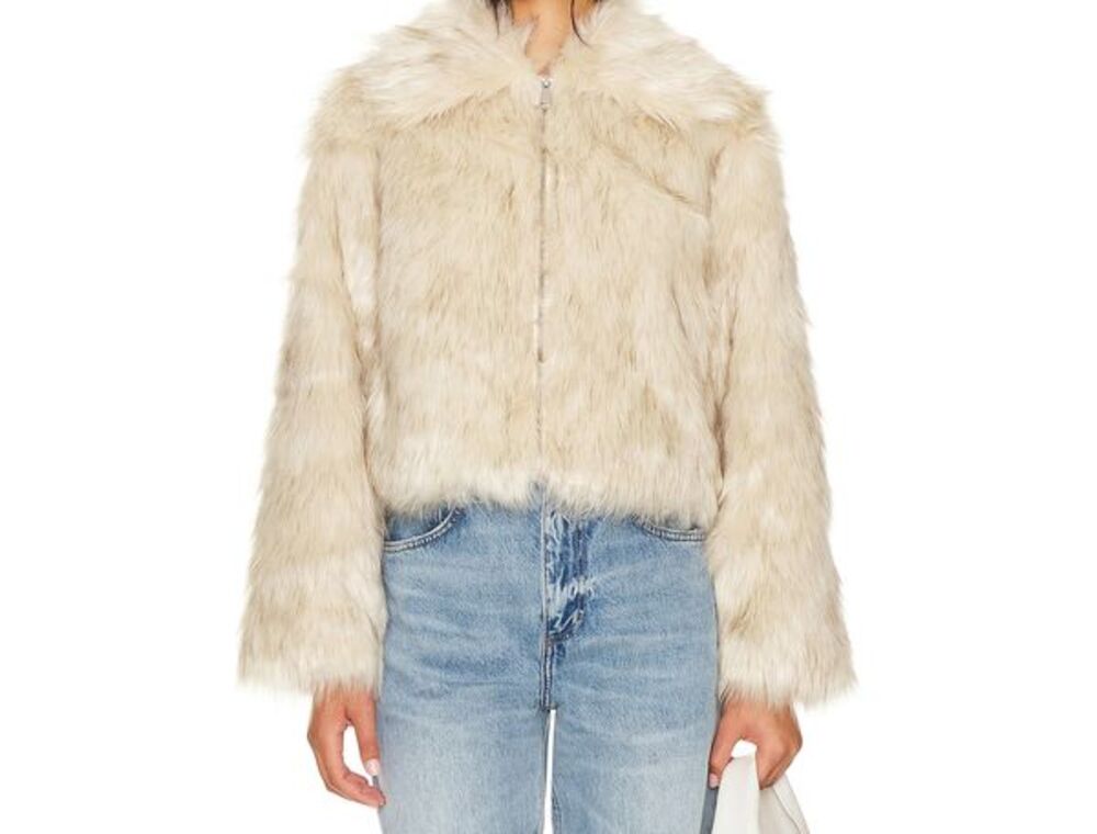 Steve Madden Juniper Faux Fur Coat in Cream