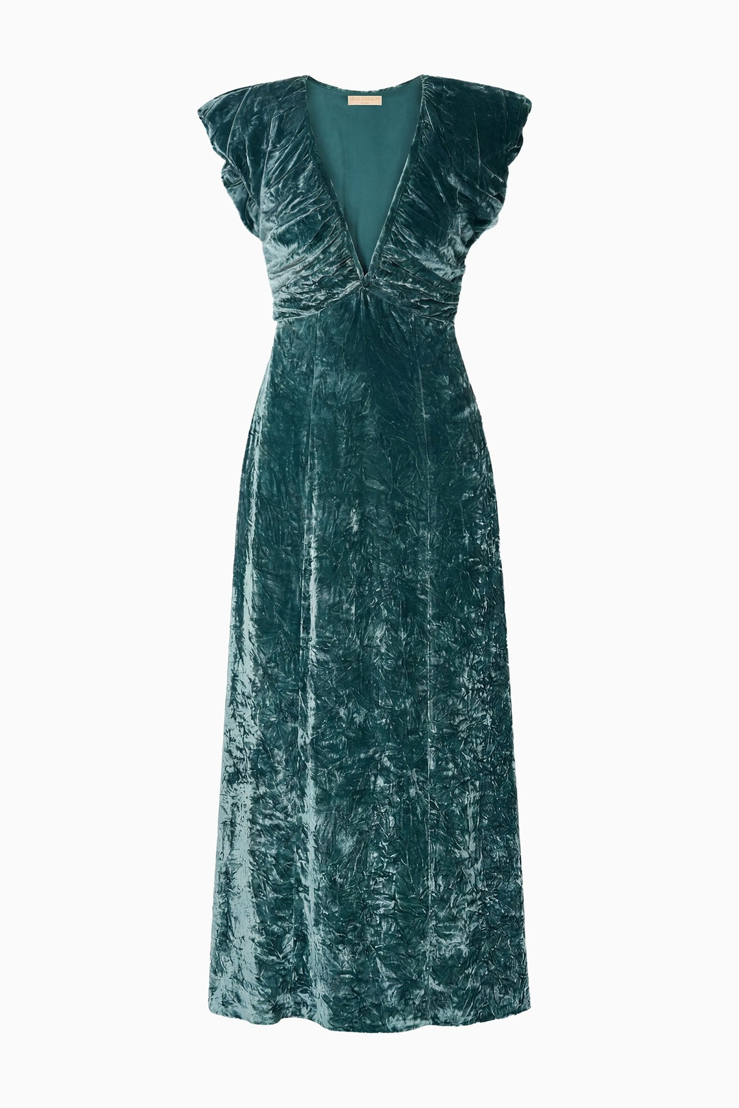 Jade Crinkled Velvet Midi Dress