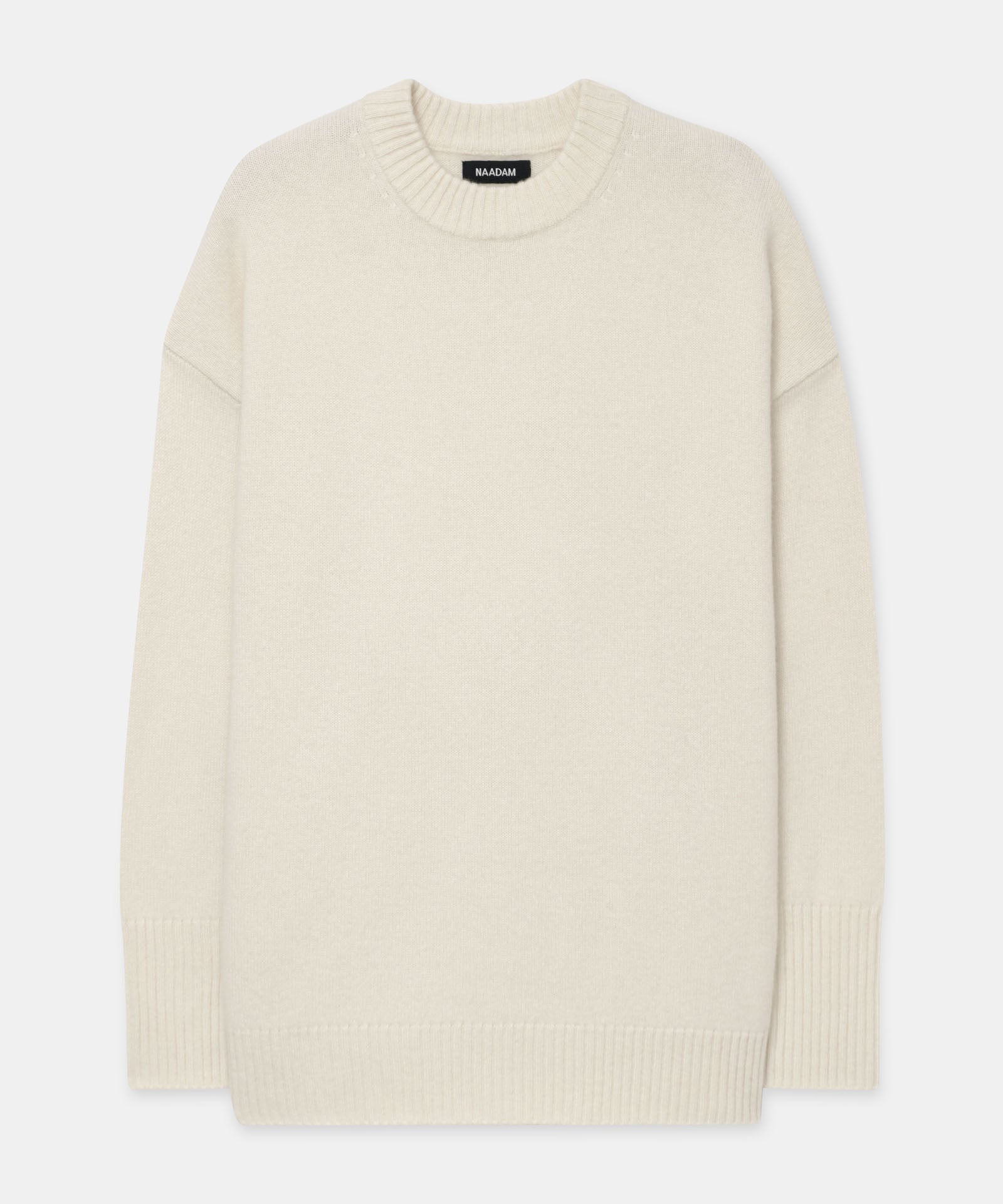 NAADAM Luxe Cashmere Oversized Crewneck Sweater in White