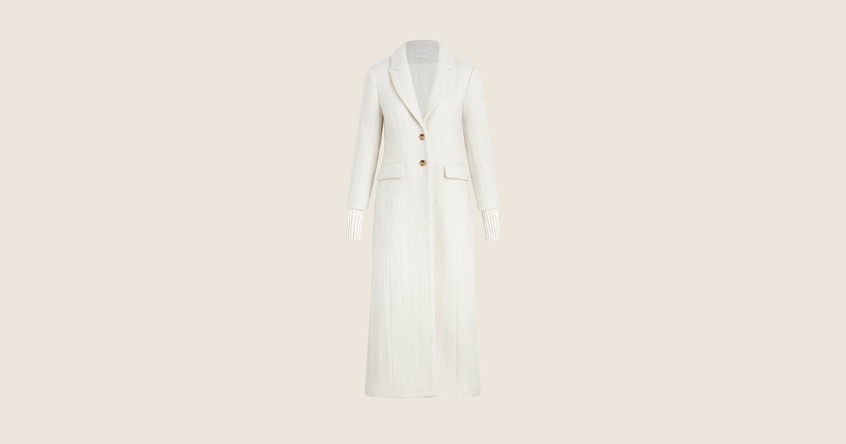 Alexandra outfits in 1923 inspired style: Favorite Daughter white boucle long City Coat