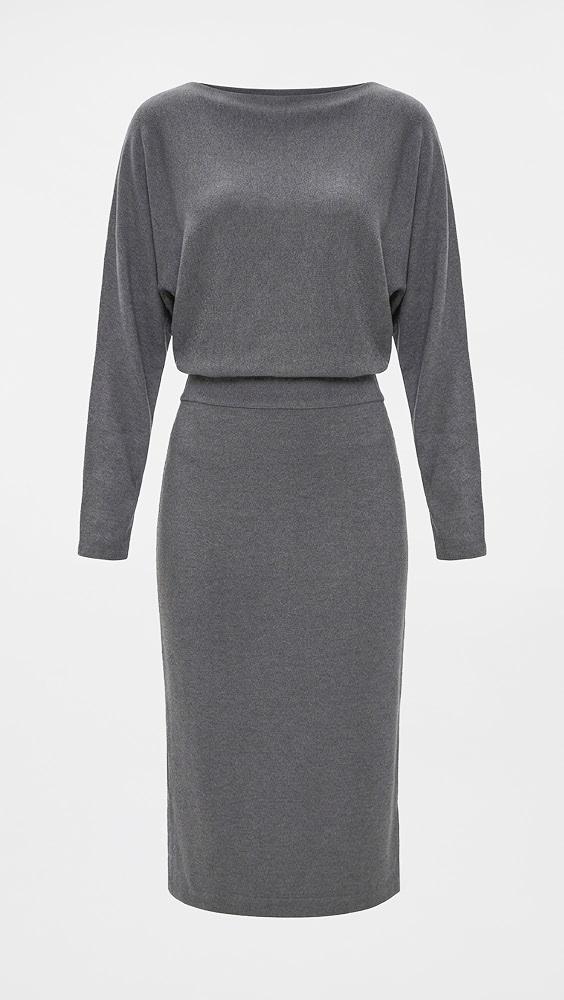 Draped grey long-sleeve midi dress - Vince