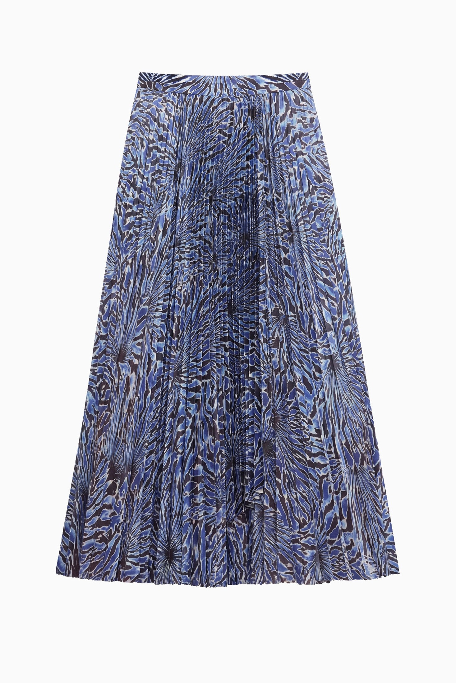 Lapis Pleated Satin Midi Skirt