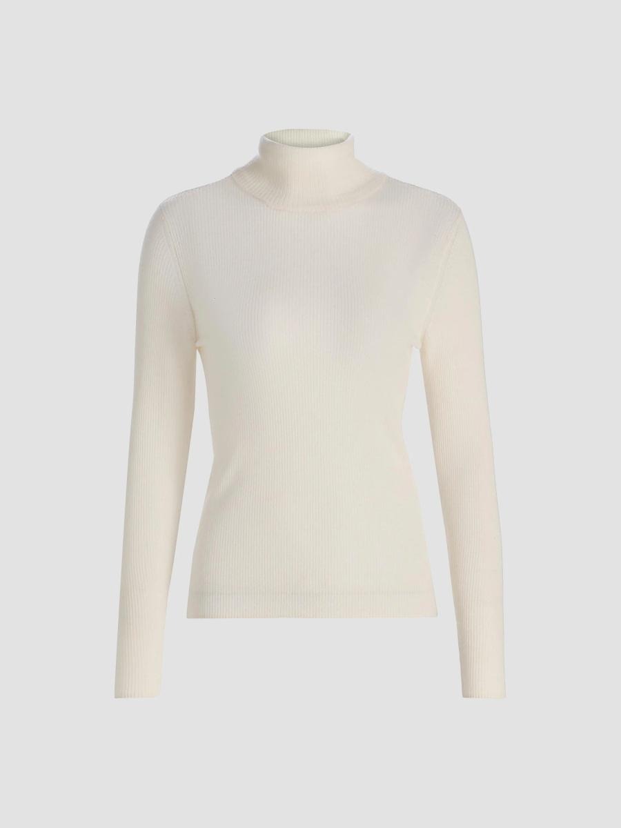 Milk-White Ribbed Cashmere Turtleneck
