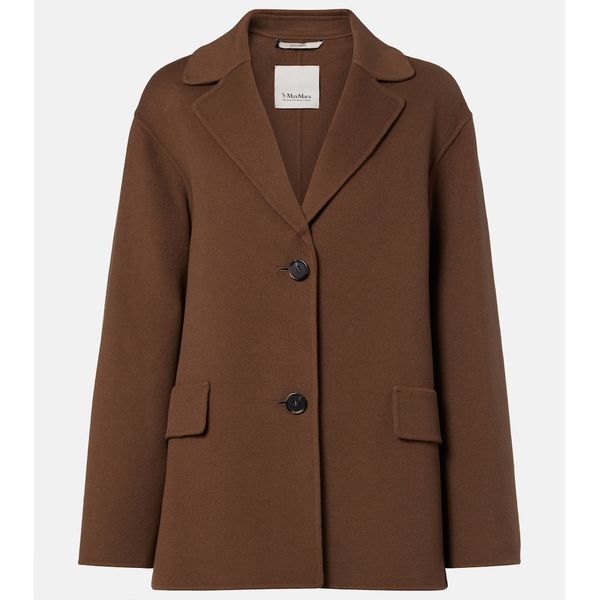 S Max Mara Brown Wool Button-Front Coat