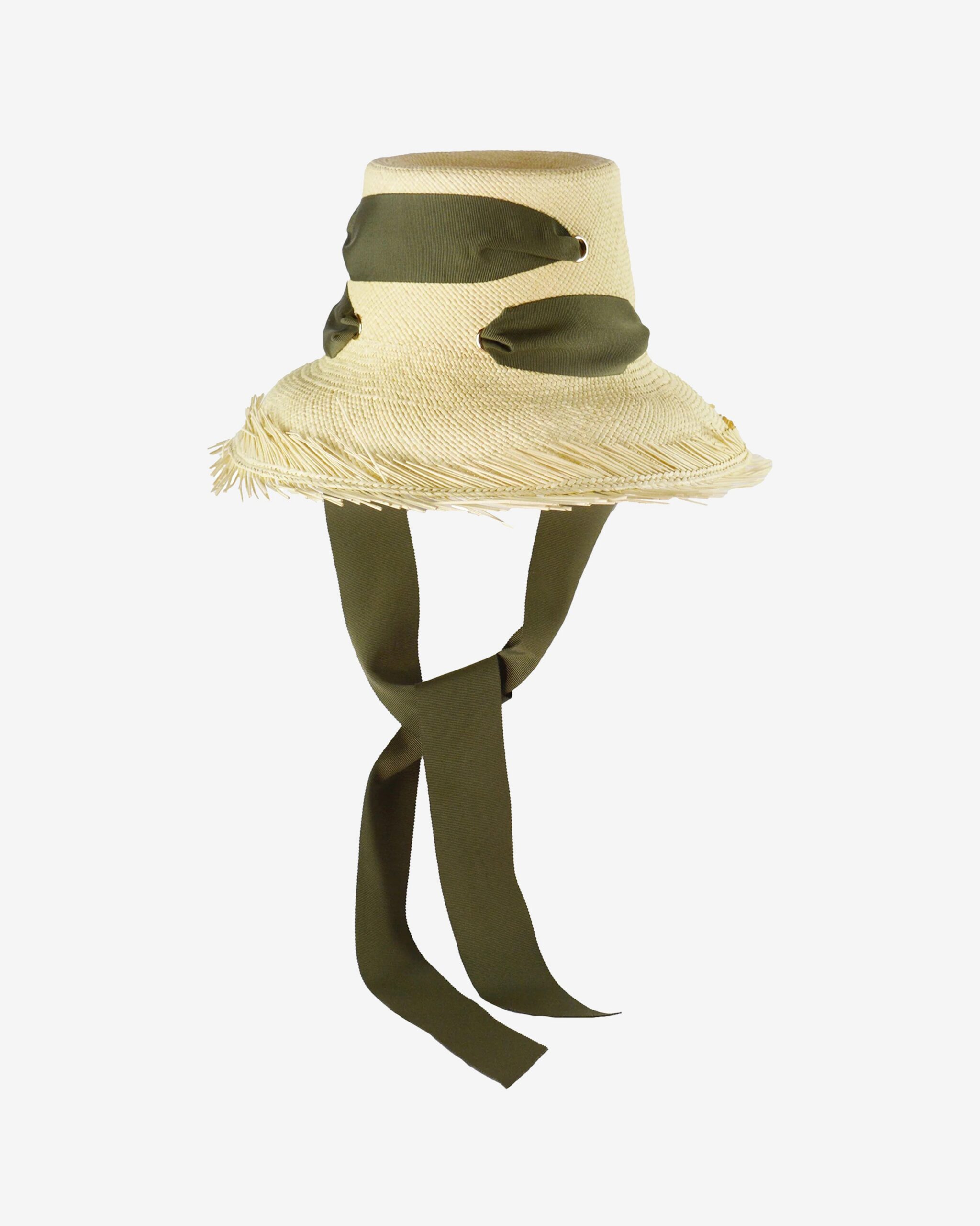 Sensi Studio El Campesino straw boater with olive ribbon