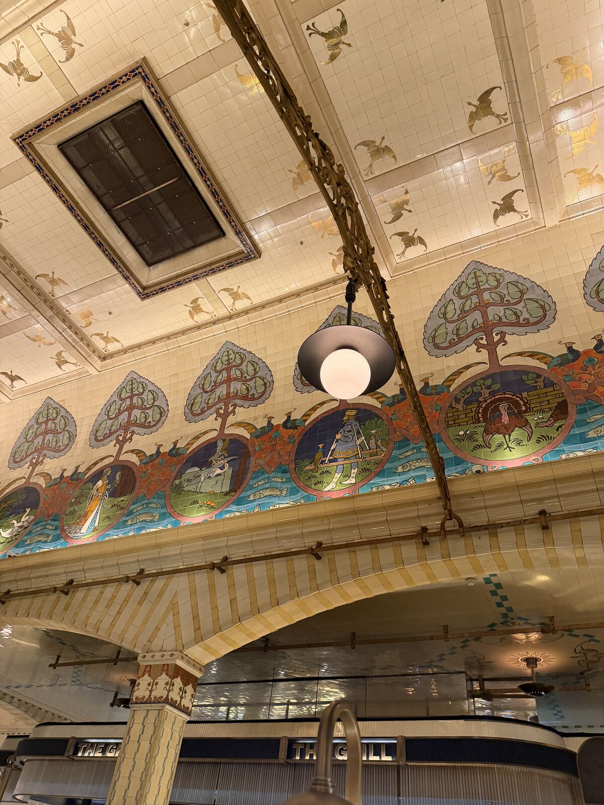 Decorative London interior with paintings and ceiling detail
