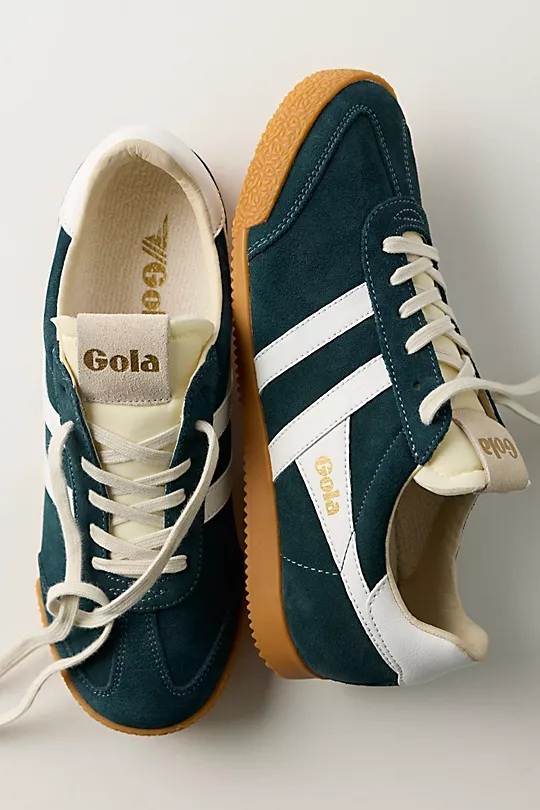 Gola Elan dark-teal and white suede sneakers