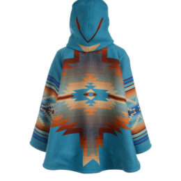 Beth Dutton coat: Lindsey Thornburg Pagosa Springs blanket cloak, back view