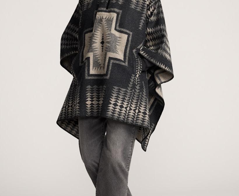 Pendleton Harding wool poncho, face-free garment detail