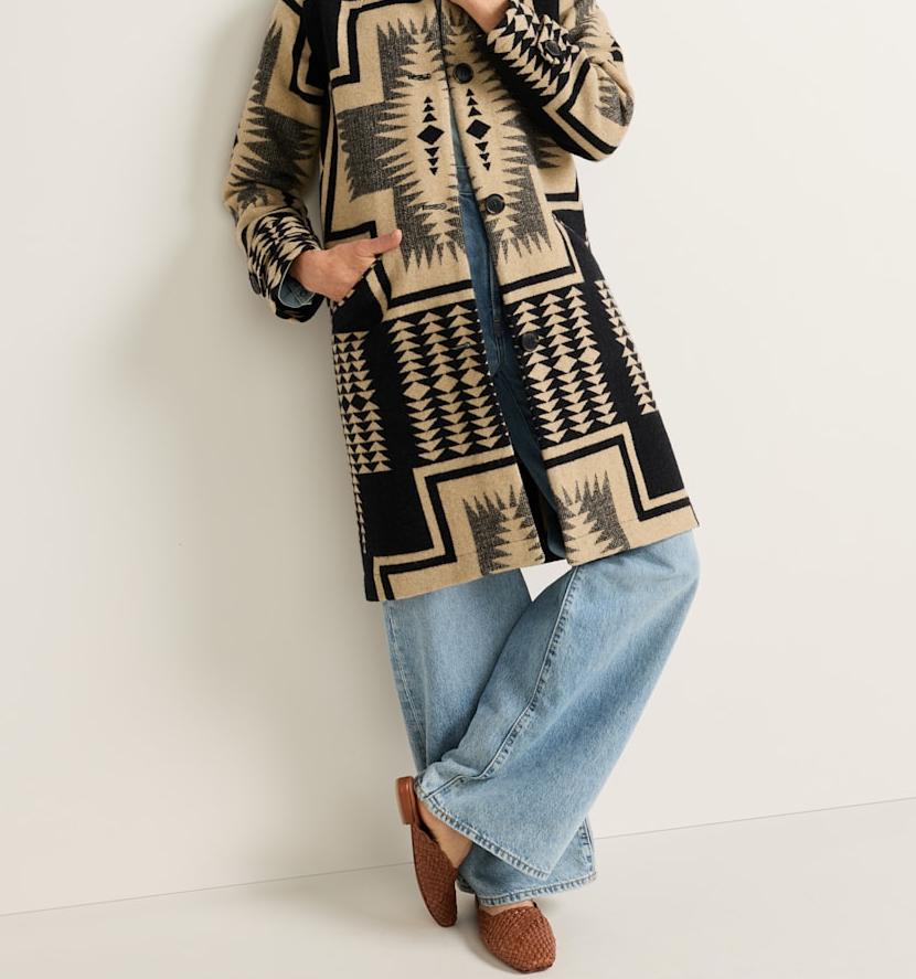 Pendleton Timberline wool coat in black and tan Harding