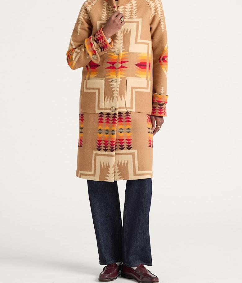 Pendleton Harding Archive blanket coat in tan
