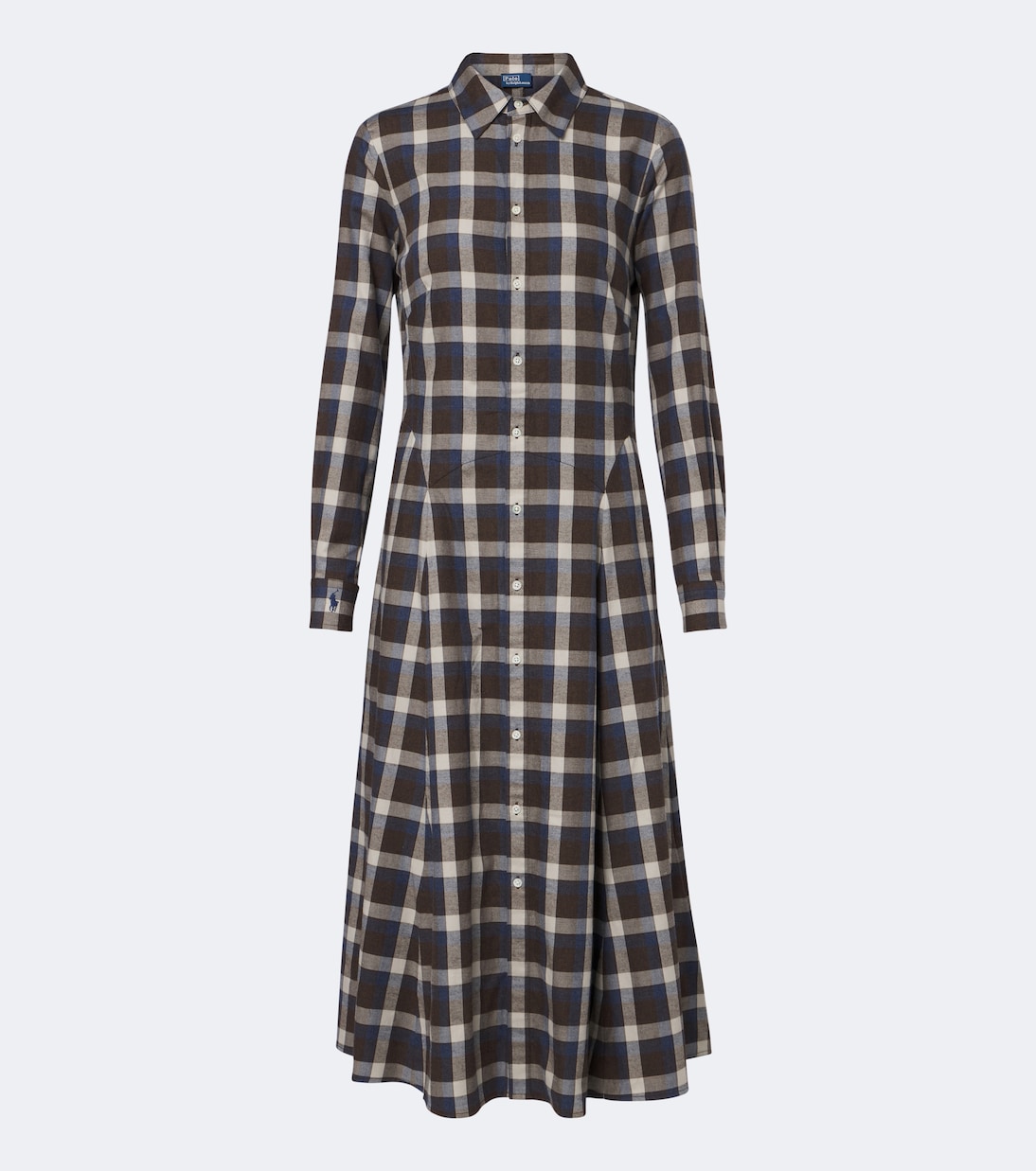 Polo Ralph Lauren Brown-and-Blue Plaid Cotton-Twill Shirtdress