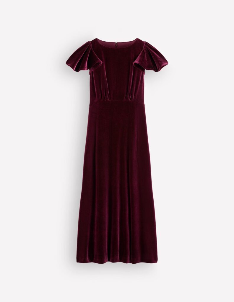 Dress codes for women - Boden burgundy draped-sleeve velvet dress