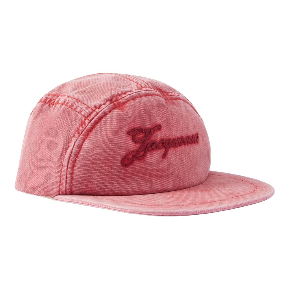 Jacquemus Gardian embroidered cotton baseball cap in washed red