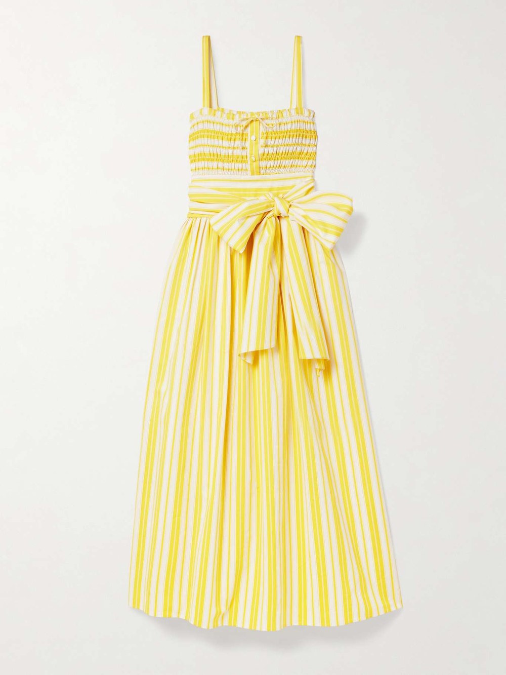 Loretta Caponi Anghiari yellow striped midi dress