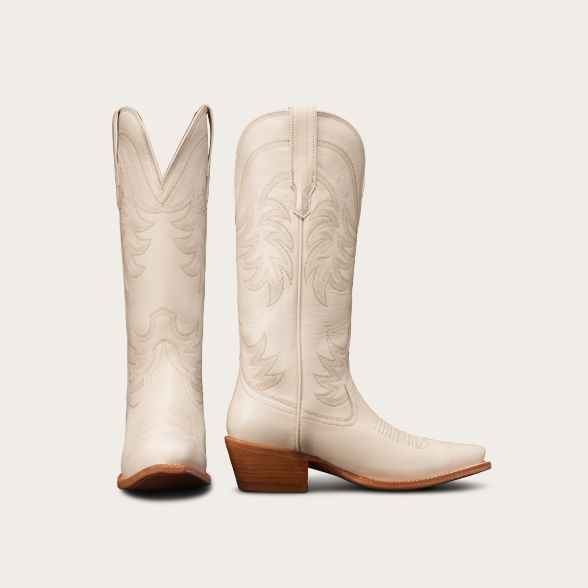 The Annie Wide Calf in Bone Western boots