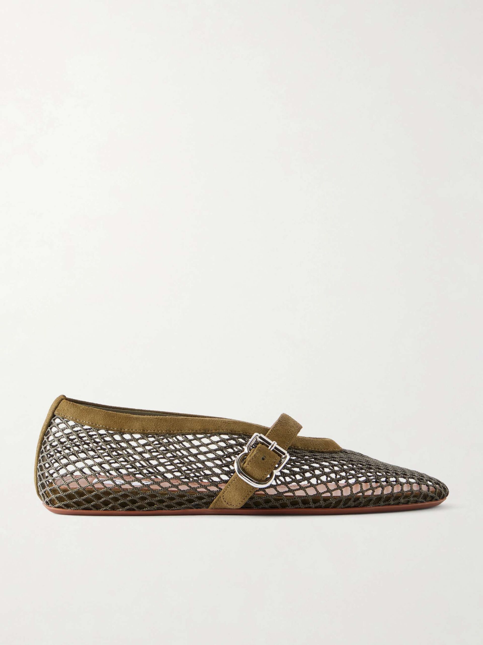 Alaïa fishnet mesh ballet flats in olive
