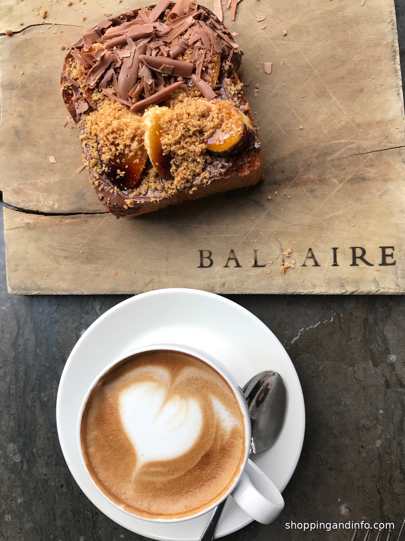 Pastry board and latte at Baltaire in Brentwood