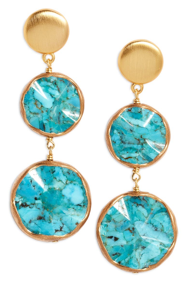 Beth Dutton earrings: NEST Jewelry Wavy Turquoise Double Drop Earrings