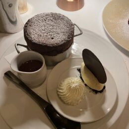 Chocolate souffle at the Polo Lounge in The Beverly Hills Hotel