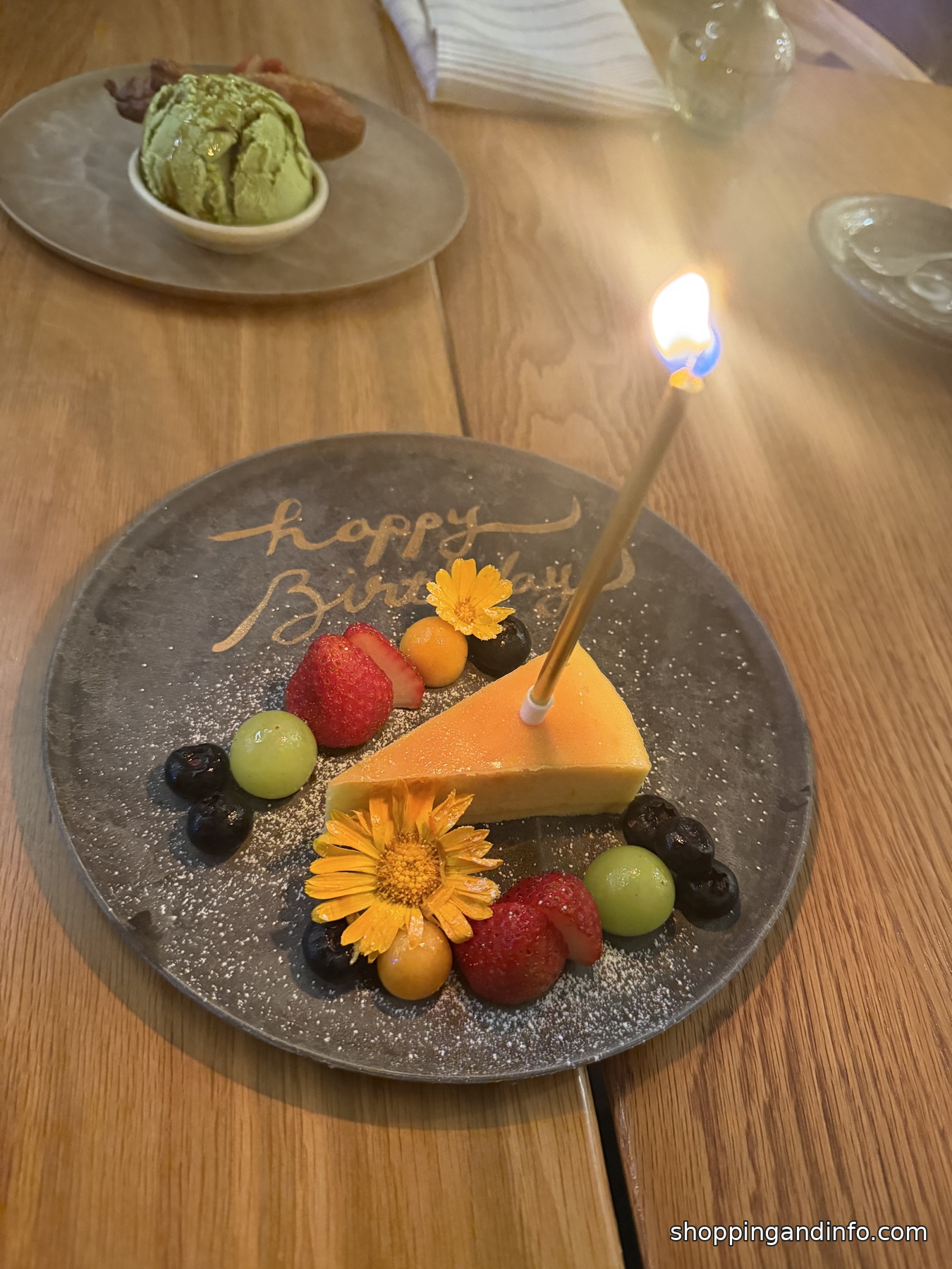 Birthday cheesecake plate at Brothers Sushi