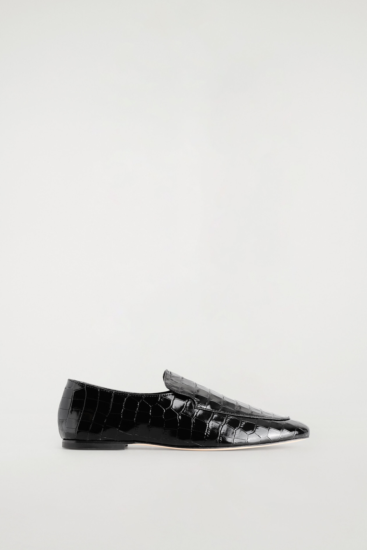 COS croc-effect leather smoking slippers in black