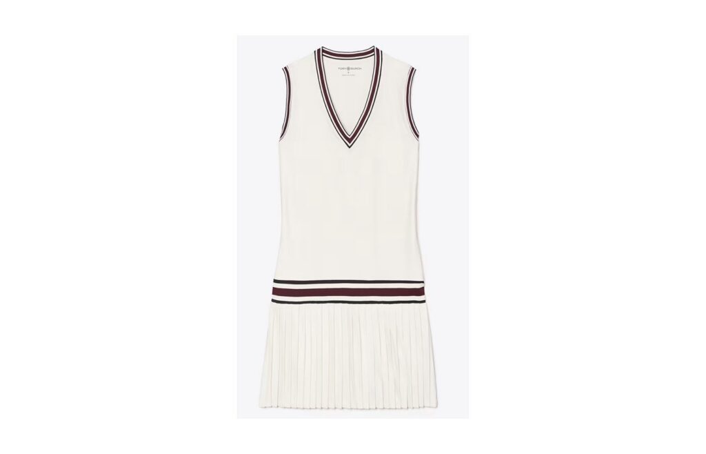Tennis dress with striped trim