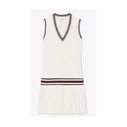 Tennis dress with striped trim