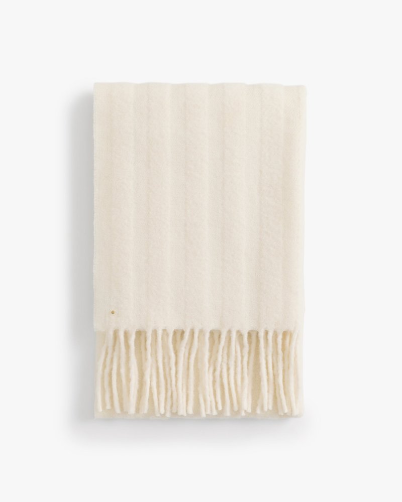 Cuyana Alpaca Wool Striped Scarf in Ecru product photo - Scottish Designers