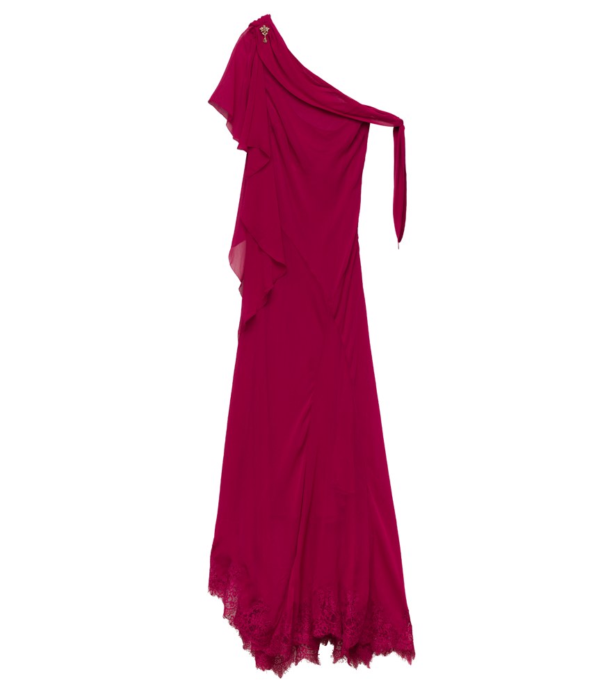 DÔEN Odessa Dress in Red Snapdragon, one-shoulder silk chiffon dress - NYC Holiday Travel