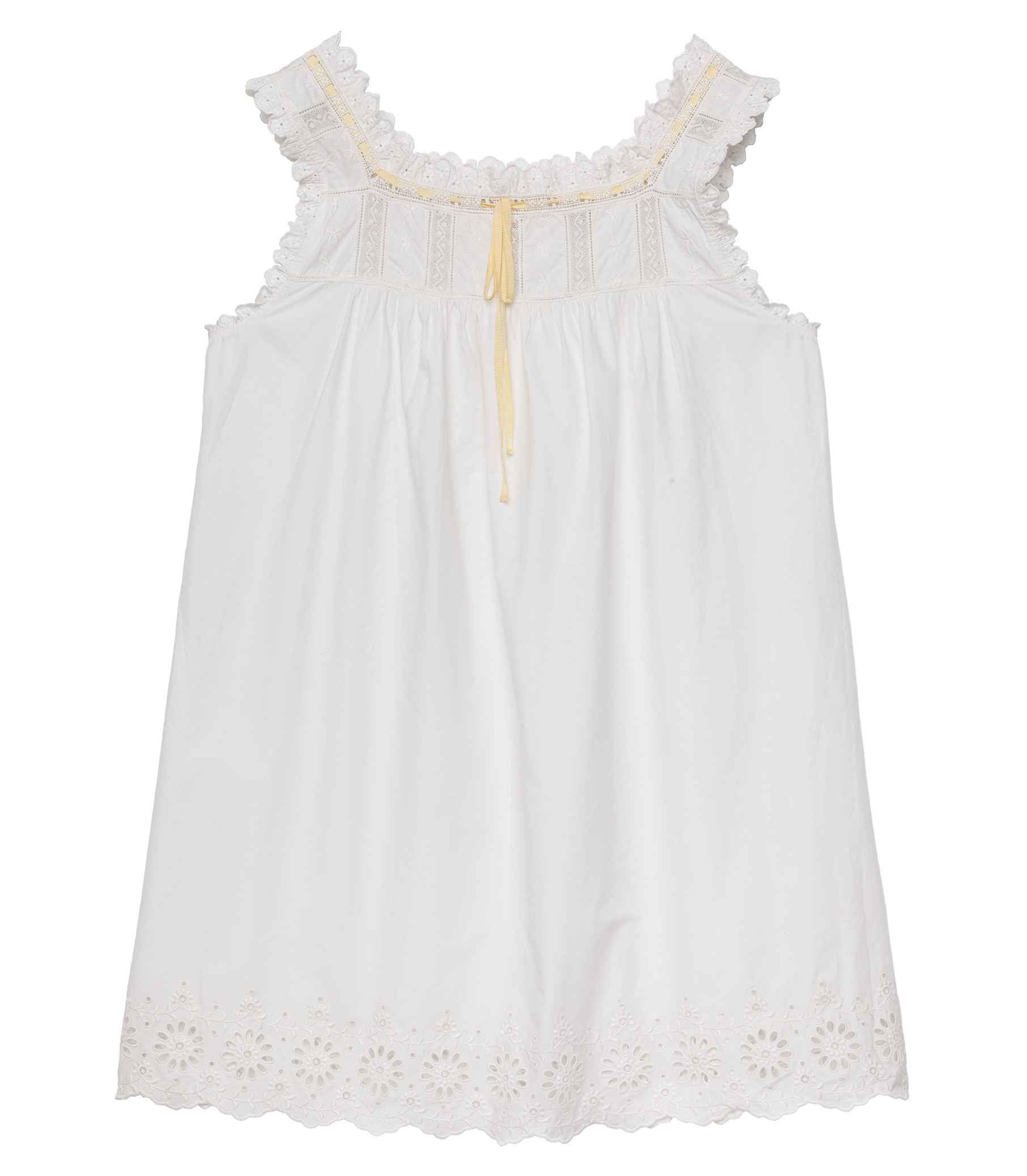 DÔEN Patience Dress in Salt white cotton poplin with lace trim