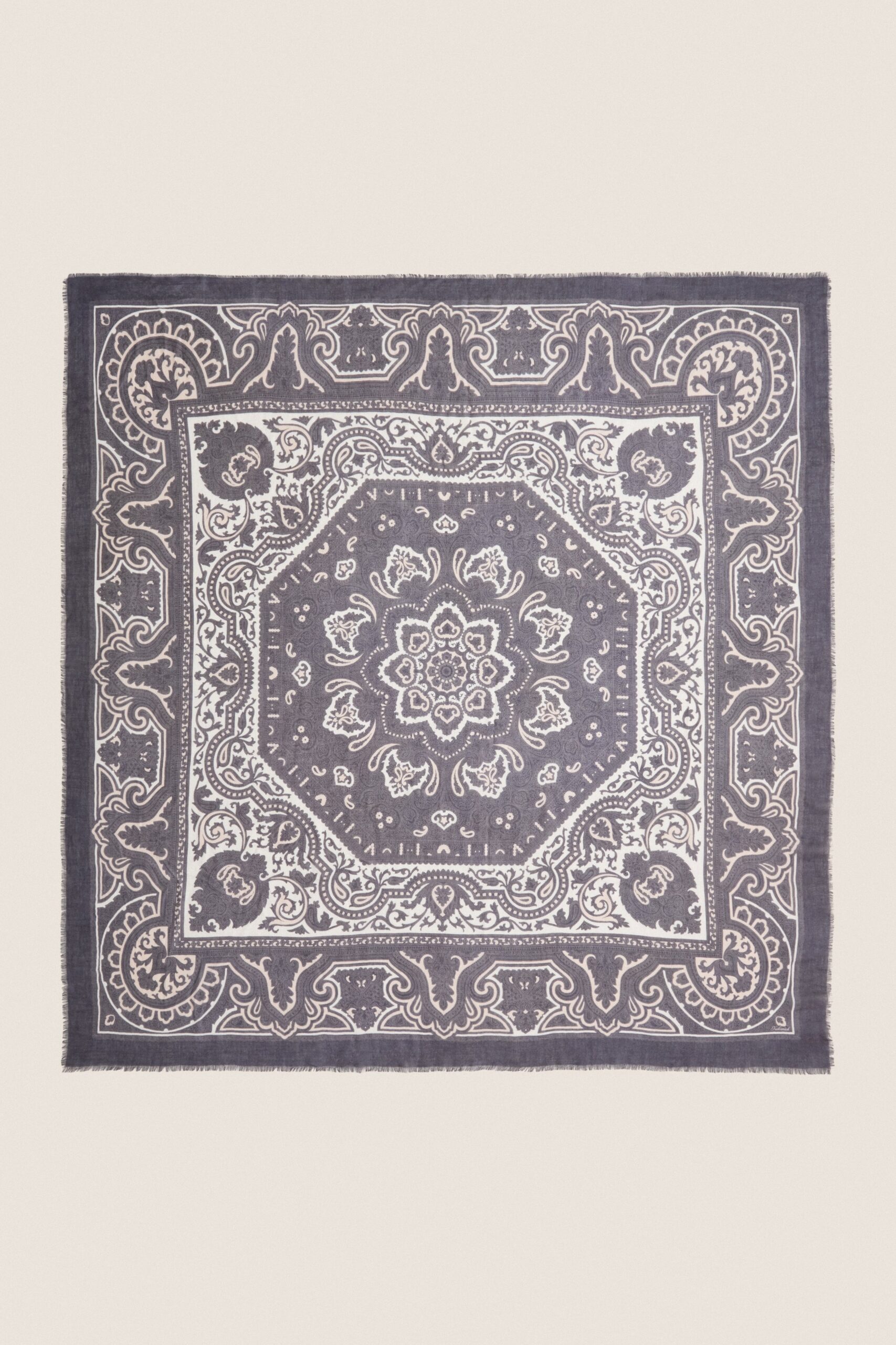 Tuckernuck Navy Bandana Silk-Cashmere Large Scarf - Elsa Dutton Outfits