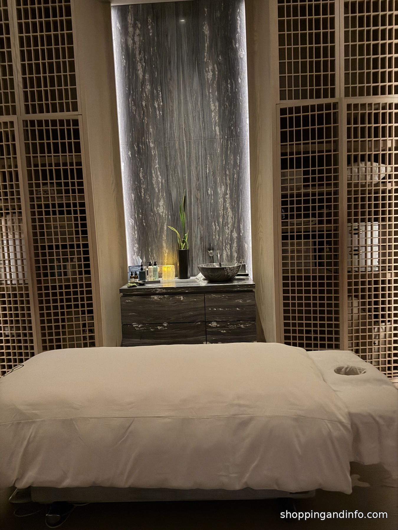 Fairmont Spa Century Plaza private treatment room with waterfall wall