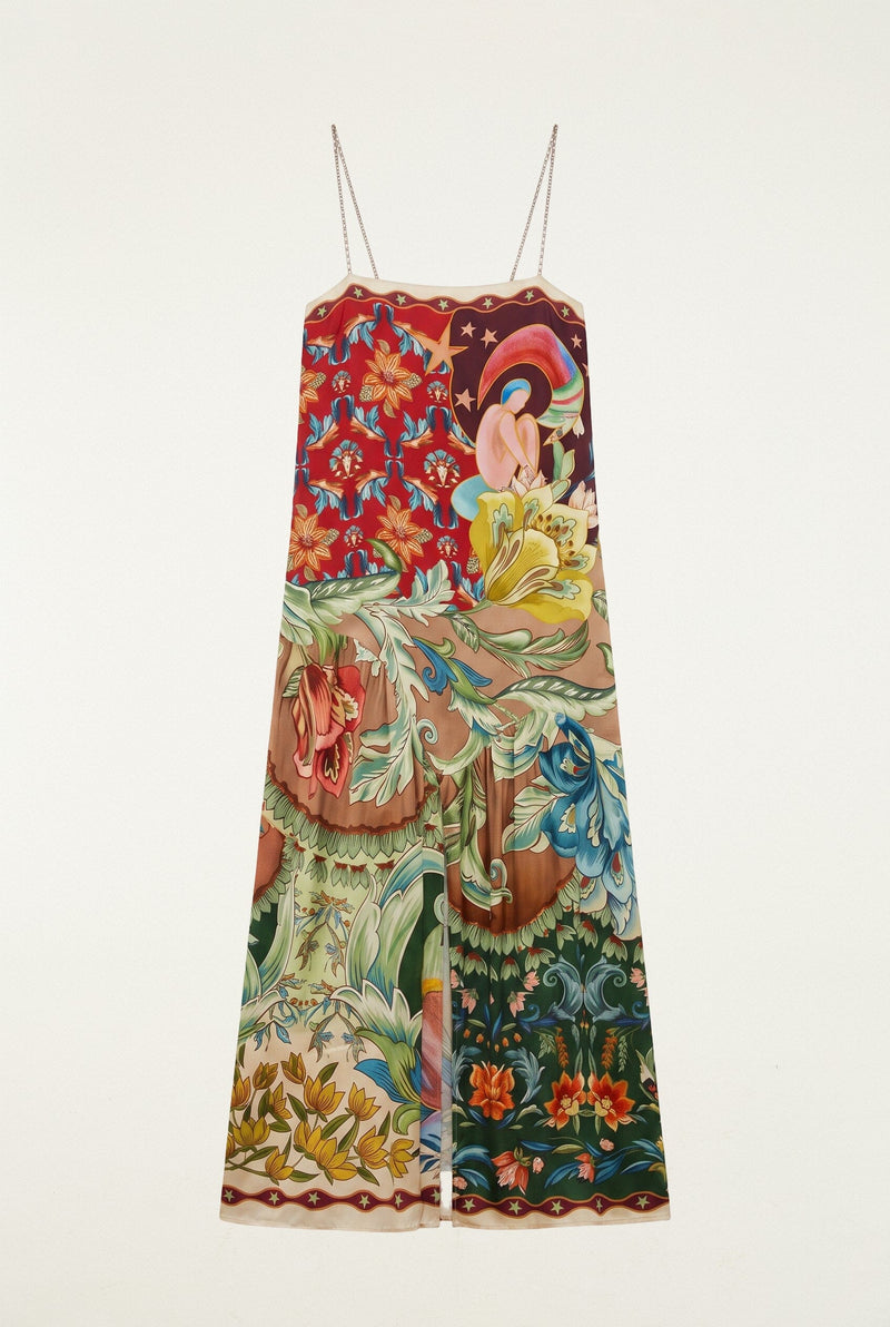 FARM Rio Lunar Boho Beaded Straps Maxi Dress